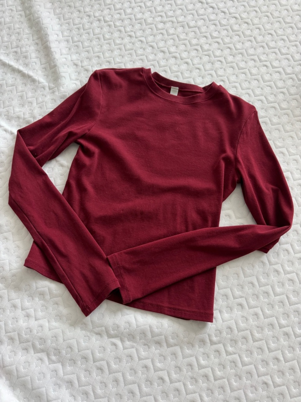 Classic Long Sleeve Crewneck Top - Burgundy
